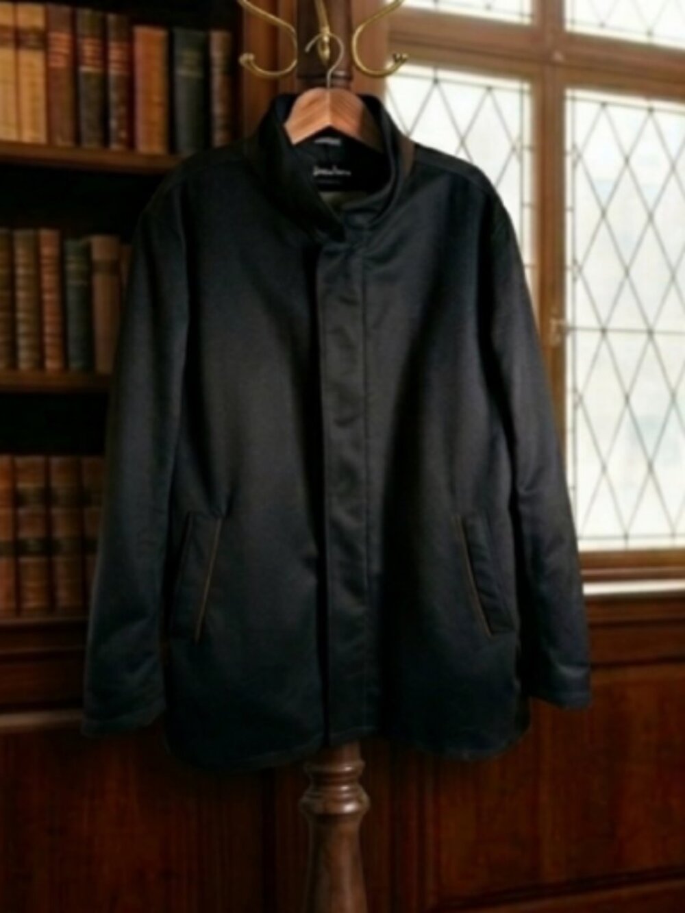 VTG Neiman Marcus Men Black Wool Blend Overcoat Car Coat Italy 46 US | 56 EU